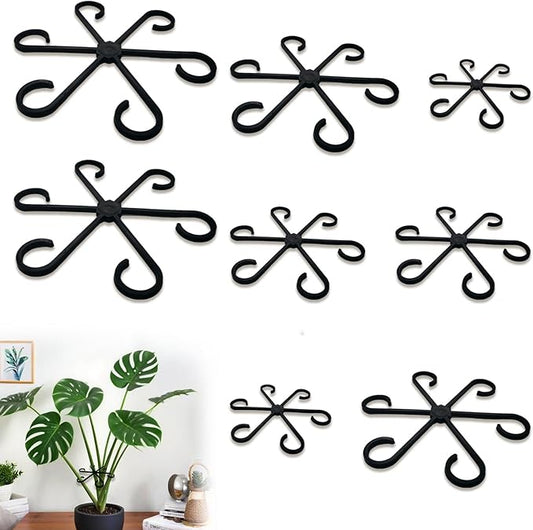 8PCS Climbing Plant Stem Supports 4 Sizes, Reusable Plastic Stakes Indoor/Outdoor Garden Flower Growth Accessories Stem Holder for Thriving Plant Growth (Black)