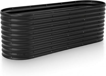 Plant & Plot Galvanized Raised Garden Beds Outdoor // 6×2×2 ft Planter Raised Beds for Gardening, Vegetables, Flowers // Large Metal Garden Box (Black) // Patented Tool-Free Design