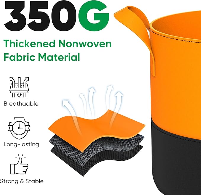 6-Pack 20 Gallon Grow Bags - 350G Heavy Duty Thickened Colorful Potato Grow Bags with Handles, Felt Nonwoven Garden Fabric Bags Gardening Pots for Vegetable Fruit Flowers Herbs Tomato Growing