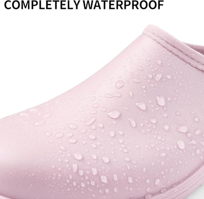 DKSUKO Waterproof Garden Shoe for Women Outdoor Slip-On Rain Boots Short Ankle Work Shoes and Garden Clogs with Comfort Insole