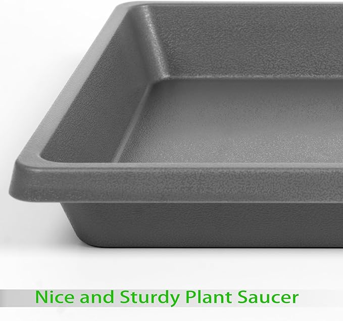 Square Plant Saucer 10 Inch 2 Pack, Plant Drip Trays and Flower Pot Saucers，Doubles Plant Water Catcher Tray, Plant Trays for Indoors No Holes, Plant Drainage Tray Saucers for Potted Plants