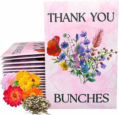 Wildflower Seed Packets Thank You Bunches Party Favors (Pack of 20) - Express Gratitude with a Wildflower Seed Mix, Great Addition or Alternative to Thank You Cards