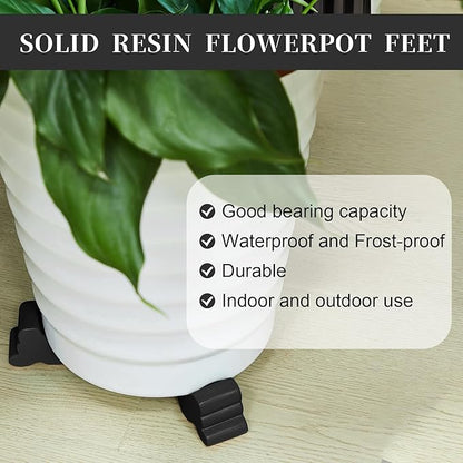 Kigeli 6 Pcs Resin Garden Pot Feet for Outdoor Planters 3 Inch Long 1.5 Inch Tall Flower Handmade Elevator Plant Feet Frost Proof Lifter for 14-20 in Pot(Black,Classic)