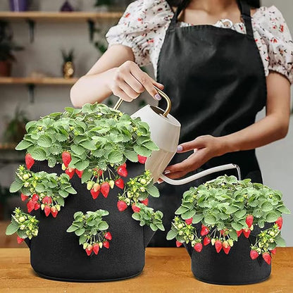 Ulalaza 5PCS Potato Grow Bags with Flap Plant Grow Bags Fabric Multi Ribbon Potato Bag Tomato Vegetable Growth Non-Woven Felt Planting Bag Transparent
