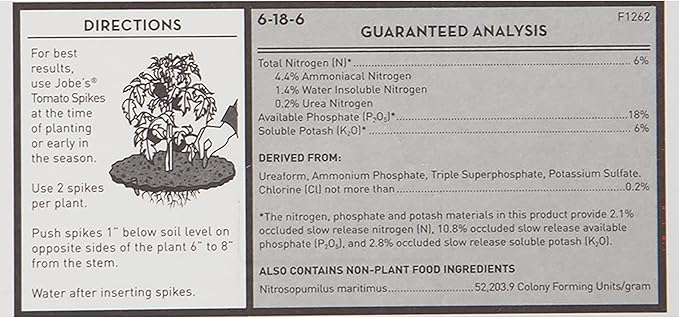 Jobe’s Fertilizer 06000, Spikes, for All Tomato Plants, 18 Spikes (Pack of 2)