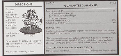Jobe’s Fertilizer 06000, Spikes, for All Tomato Plants, 18 Spikes (Pack of 2)