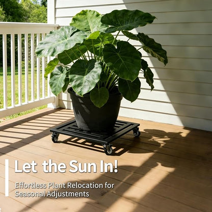 Plant Caddy with Wheels, 16'' Heavy Duty Large Metal Rolling Plant Stand with Lockable Caster, Square Plant Dolly Rust-Proof for Large Planters, Holds up 500 Lbs, 1 Pack