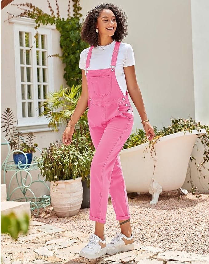 Vetinee Womens Classic Adjustable Straps Pockets Denim Bib Overalls Jeans Pants