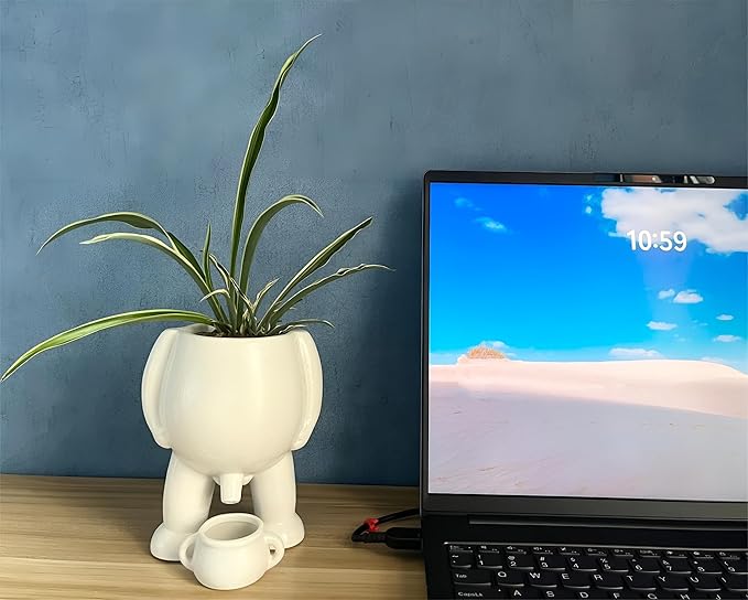 Creative Ceramic Human Shape Planter - Funny Penis Planter with Drainage, Stylish Peeing Pot for Indoor/Outdoor Piss Succulent Plant Pot, Gift for Father Friends Family, 5.4 Inches (White)