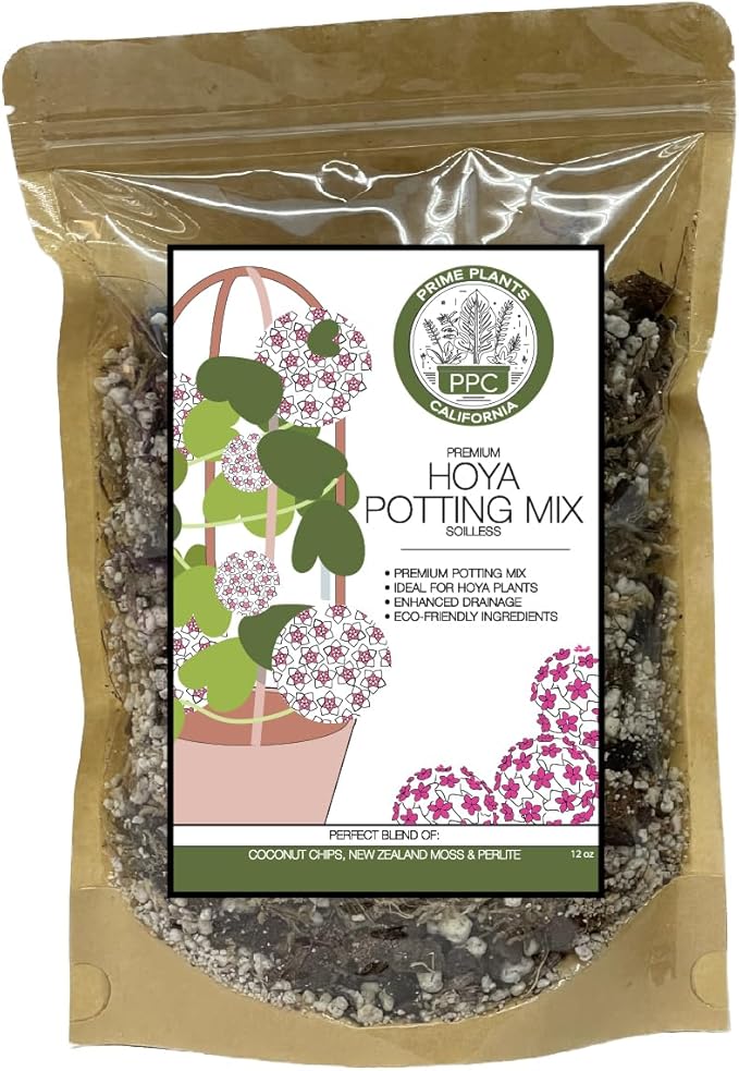 Organic Hoya Potting Mix - Prime Hoya Mix - Hoya Plant Premium Well Draining Soilless Potting Mix - Made Specially for Hoya Cuttings, Seedlings, or Mother Plants - CA Hoya Grower (12 oz (2x4 Pots))
