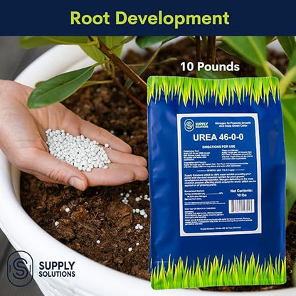 Supply Solutions Urea 46-0-0 Nitrogen Fertilizer to Stimulate Lush Growth and Deep Green Color - Plant Food Plant Fertilizer for Plants Lawn Garden - Bloom Booster for Flowers, Fruits (10lbs)