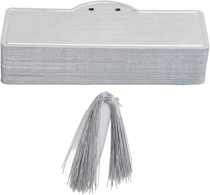 Aluminum Plant Tags 100Pcs with 100 Ties, Waterproof Garden Labels for Outdoor Identification, Greenhouse and Tree Markers for Plants Flowers Vegetables, Durable Metal Tags for Cables Equipment Pets