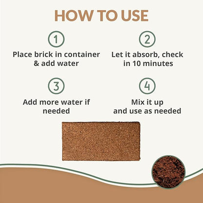 Coco Coir 650gm Bricks + Worm Castings + Mycorrhizal Inoculant + Neem Meal Fertilizer + Organic Biochar for Plants - All Natural Soil Amendments for Plants - Organic Coco Coir for Plants & Gardening