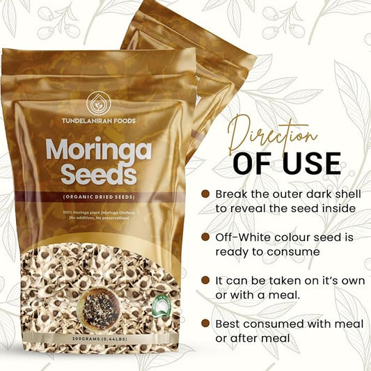 Moringa Seeds | 700 Count Appx. | BEST VALUE FOR MONEY | Premium Quality Seeds | Moringa Oliefera Seeds | Edible Moringa Seed | Non GMO Organic Moringa Seeds - TundeLaniran Foods (Pack of 1)