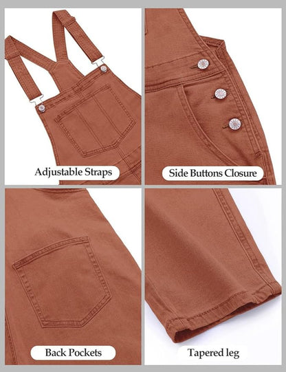 Vetinee Womens Classic Adjustable Straps Pockets Denim Bib Overalls Jeans Pants