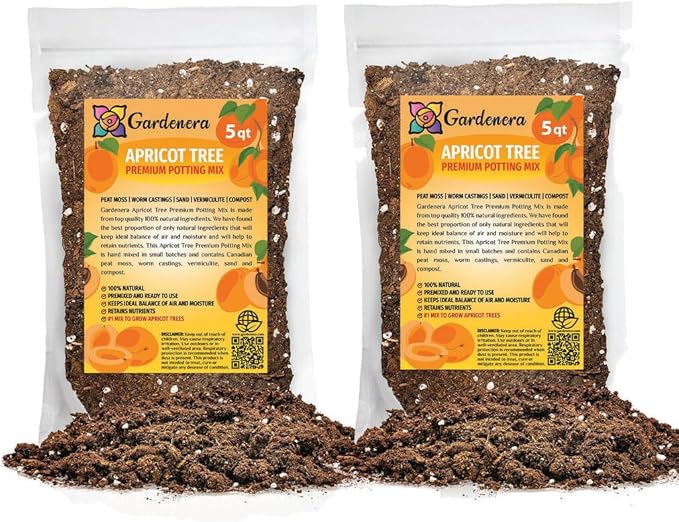 GARDENERA Premium Apricot Potting Soil Mix - Perfect Balance of Nutrients, Drainage, and Aeration for Thriving Apricot Trees - 10 QUARTS