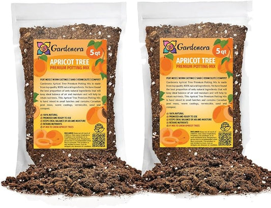 GARDENERA Premium Apricot Potting Soil Mix - Perfect Balance of Nutrients, Drainage, and Aeration for Thriving Apricot Trees - 10 QUARTS