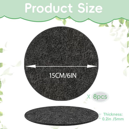 6 Inch Felt Plant Coasters, 8 Pcs Extra Thick Planter Coaster, Absorbent Fabric Plant Mats, Plant Coasters for House Plants