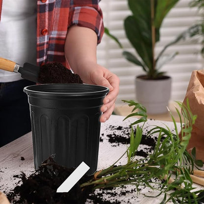 60 Pcs 1 Gallon Flexible Plant Nursery Pots,Plastic Thickened Soft Seedling Pot with Plant Labels,Flower Seed Starting Containers for Succulents,Transplanting,Indoor Outdoor,Black