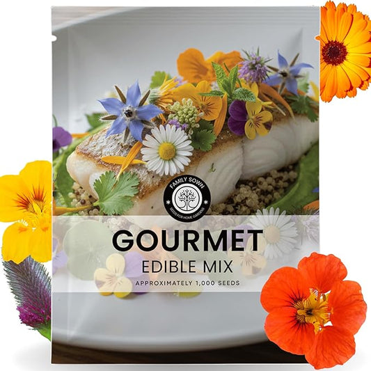 Gourmet Edible Mix – 1,000 Premium Seeds for Planting – Fresh Culinary Flowers & Herbs – 2026 Season – 5 Gram Pouch