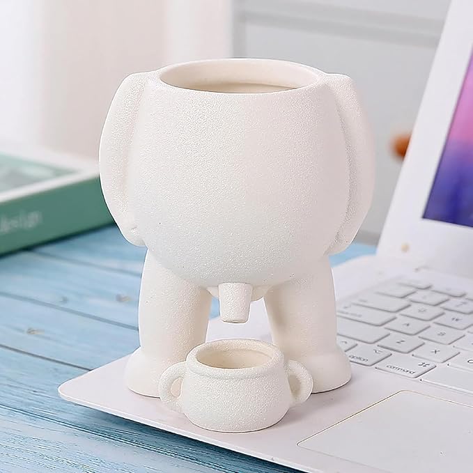 Funny Peeing Plant,5.4 Inches Ceramic Funny Body Plant Pot,Penis Planter,Novelty Peeing Plant Pot with Drainage,Pot Gift for Home Plant Enthusiasts, Friends, Family Or Colleagues Home Decor (White)