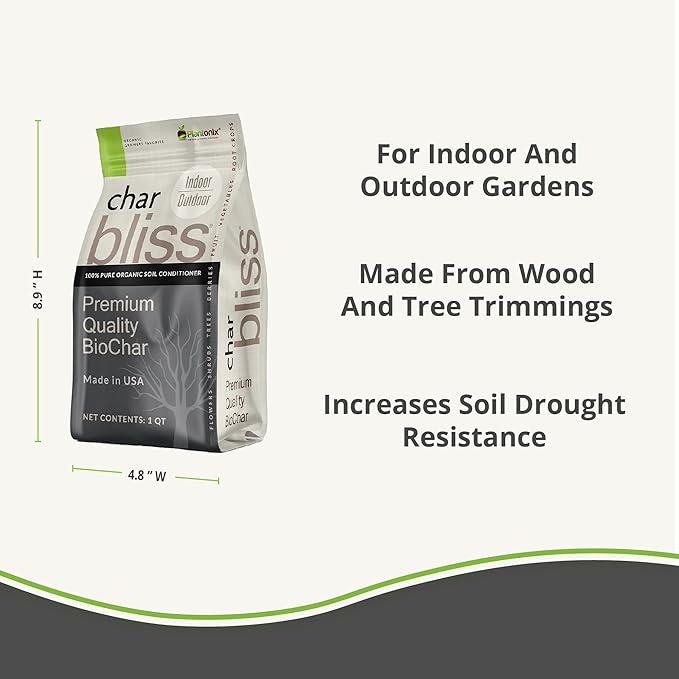 Char Bliss (1 Cubic Ft) - Organic Biochar for Plants - OMRI-Listed Biochar Soil Amendment Organic - Horticultural Charcoal for Plants, Gardening, & Potting Soil - 100% Natural and Renewable Bio Char