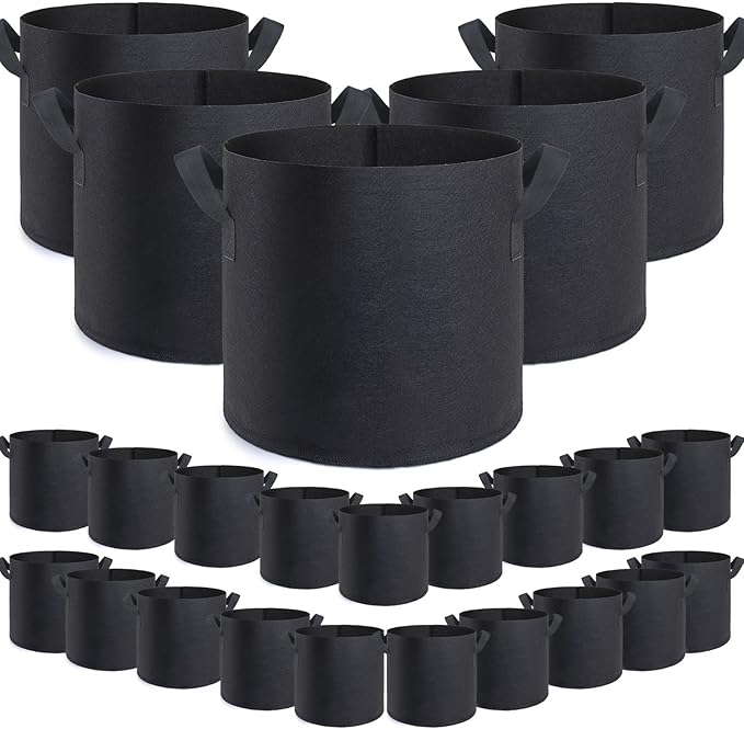 GROWTNT 1 Gallon Grow Bags 24 Pack,1 Gallon Fabric Pots,Garden Bags to Grow Vegetables,Planter Bag for Vegetables,Garden Pots with Two Handles.