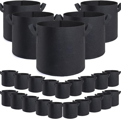 GROWTNT 5 Gallon Grow Bags 24 Pack,5 Gallon Fabric Pots,Garden Bags to Grow Vegetables,Planter Bag for Vegetables,Garden Pots with Two Handles.