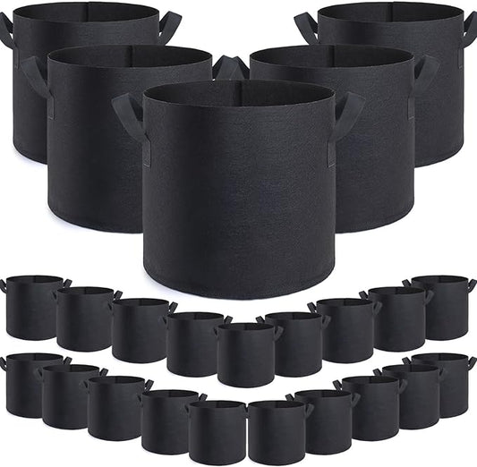 GROWTNT 5 Gallon Grow Bags 24 Pack,5 Gallon Fabric Pots,Garden Bags to Grow Vegetables,Planter Bag for Vegetables,Garden Pots with Two Handles.