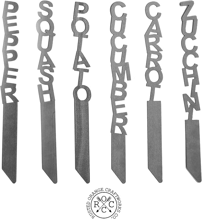 ROCC RUSTED ORANGE CRAFTWORKS CO. 15" Spell It Out Metal Garden Markers -Plant labels -Garden Labels -Plant Markers -Plant labels for outdoor garden waterproof -Plant tags -Plant tags and labels