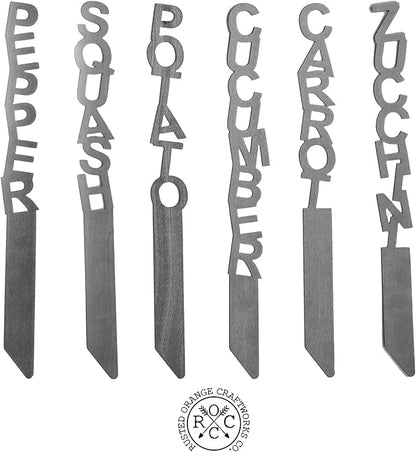 ROCC RUSTED ORANGE CRAFTWORKS CO. 15" Spell It Out Metal Garden Markers -Plant labels -Garden Labels -Plant Markers -Plant labels for outdoor garden waterproof -Plant tags -Plant tags and labels