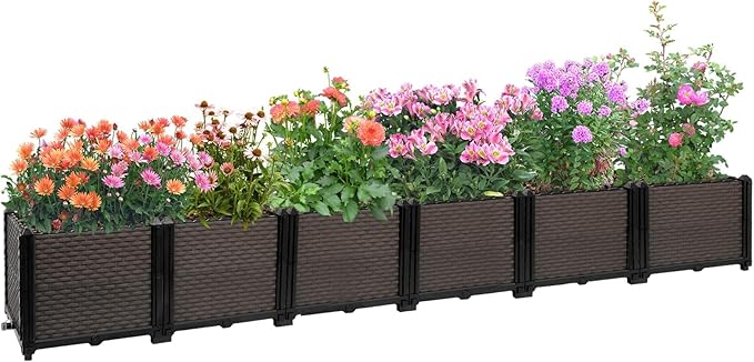 Large Raised Planter Box Outdoor Self Watering 94.4"x15.7"x14.2", Deep Raised Garden Bed - Elevated Garden Box with Drainage Plug, Rectangular Garden Planter Perfect for Patio Balcony Deck