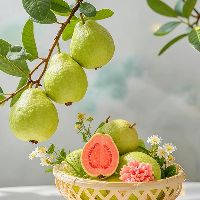 Dwarf Guava Seeds for Planting Outdoor, 15pcs Guava Tree Fruits Seeds Non-GMO Heirloom Sweet Edible Fruit, Sweet Juicy Fruits Plants in Your Home Garden