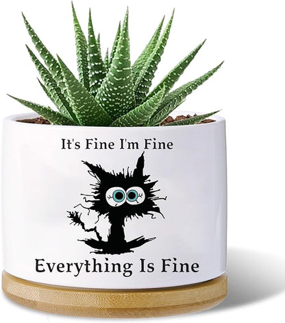 Black cat planters for Indoor Plants,Funny Gifts for Cat Lover,Indoor Plants Garden Planters Succulent Pots, with Drainage Holes and Saucer(No Plants) (Black Cat)