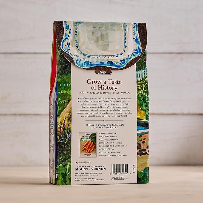 Burpee 'Martha Washington’s Kitchen Garden' Seed Collection – 8 Historic Heirloom Vegetables Grown at Mount Vernon with Plant Labels & Keepsake Recipe Card