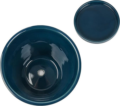 6.3 Inch Ceramic Planter, Plant Pot with Drainage Hole and Saucer, Decorative Glaze Flower Pot for Indoor Plants (Capri Blue)
