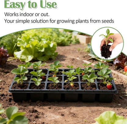 10 Pack 18 Cell Seed Starter Trays - 2.9 "Deep 3 Inch Big Cell Plastic Nursery Trays, 20" x 10", for 1020 Flat Trays Seed Germination, Planting Seedlings & Propagation