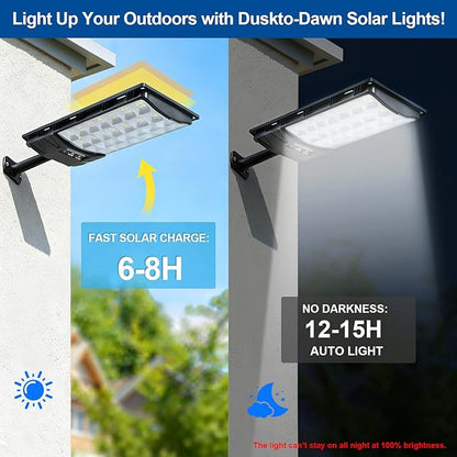 Solar Street Lights Outdoor, 6-Pack 45000LM, Dusk to Dawn Motion Sensor Light with Remote, 7500K LED Solar Flood Light, IP67 Waterproof Wall Mount Security Light for Yard, Garage, Driveway