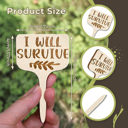 24 PCS Wooden Funny Plant Labels, Funny Plant Markers, Gardening Gifts for Women, Gifts for Plant Lovers, Gardeners