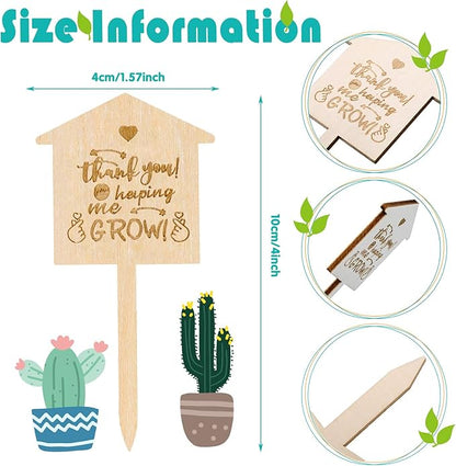 36 Pieces Thank You for Helping Me Grow Plant Markers Wooden Plants Labels Succulent Labels Wooden Plant Markers for Vegetable Flowers Garden Potted Plants