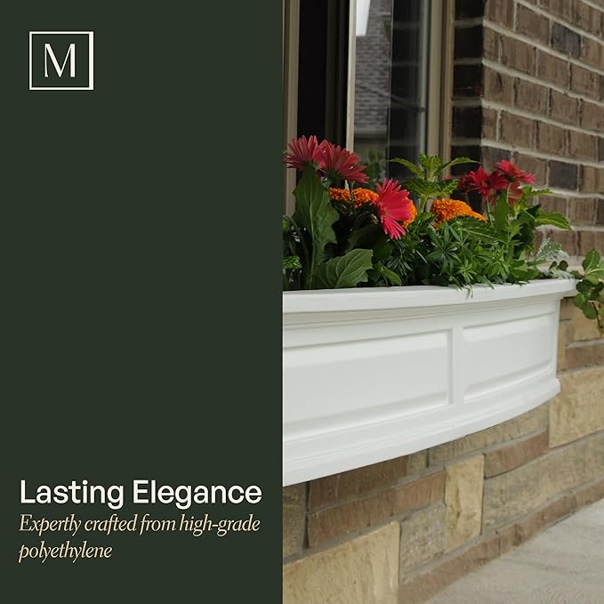 Mayne Nantucket 4-Foot Window Box – Self-Watering, Weather-Resistant Planter for Flowers – Durable Design for Outdoor Use, Perfect for Windows