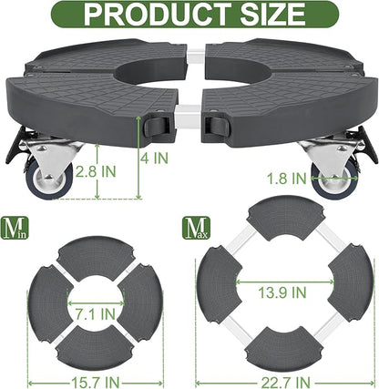 ToLanbbt Plant Caddy Stand with 360° Wheels Adjustable 15-22 Inch Rolling Plant Stand Heavy Duty Large Plant Cart Dolly with Casters 440lbs Capacity for Large Planter, Garden Pot, Flower Pot, Gray, 1P