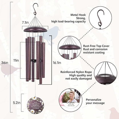ASTARIN Personalized Deep Tone Wind Chime Memorial, Customized Sympathy Wind Chimes, Memory Wind Chimes for Loved Ones Lost, Bereavement Gifts Windchimes Outdoor, Produced in USA