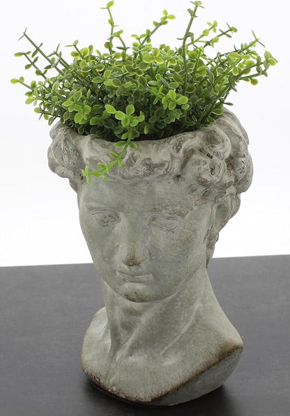 The Bridge Collection Antique Style Old World Greek Statue Head Cement Face Planter Pot