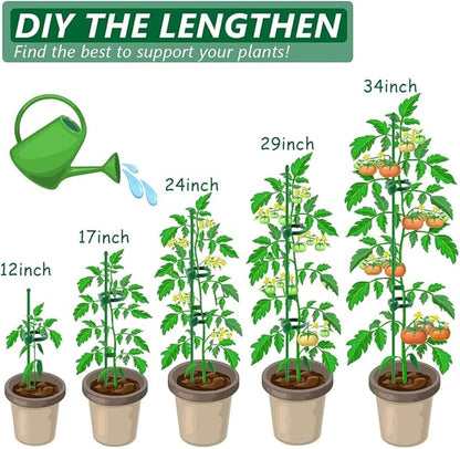 20Pcs Plant Support Stakes 17inch &11inch,Toylin Adjustable Length Plant Support Stake Orchid Stick with Clips for Indoor Outdoor,Garden Pole for Potted Orchid Tomato Vegetables