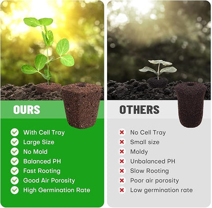 40 Pcs Seed Starter Plugs with Tray, Replacement Grow Sponges Plant Plugs, Great for Soil, Tray or Planting Pods, Promotes Herbs, Vegetables and Flowers Growth