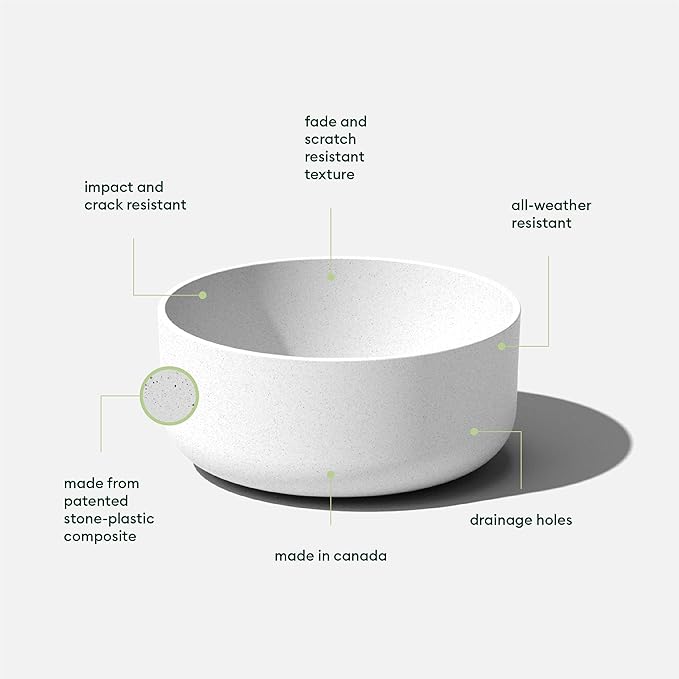 Veradek Mason Series Kona Bowl Planter - Round Planter for Indoor or Outdoor Tabletop/Balcony | Durable Plastic-Stone Composite Material | Modern Décor for Flowers, Succulents, Small Plants