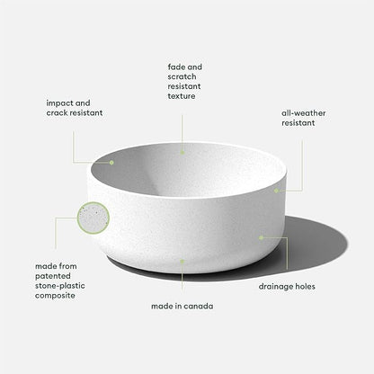 Veradek Mason Series Kona Bowl Planter - Round Planter for Indoor or Outdoor Tabletop/Balcony | Durable Plastic-Stone Composite Material | Modern Décor for Flowers, Succulents, Small Plants