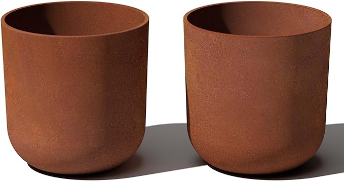 Veradek Patina Series Kona Planter - Round Planter for Outdoor Porch/Garden | Naturally Rusting Planter for All-Weather Use