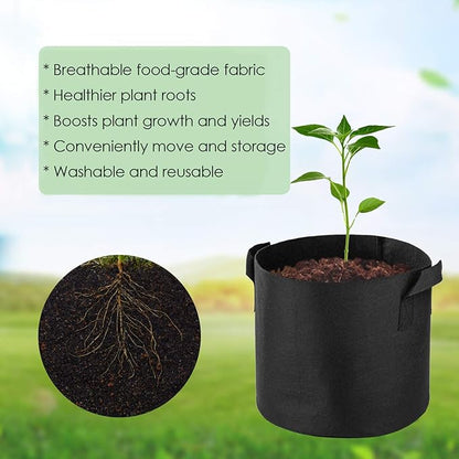 12-Pack 25 Gallon Grow Bags Heavy Duty Container Thickened Nonwoven Fabric Plant Pots with Handles